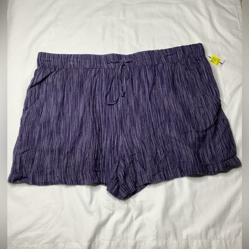 Time and True Women’s Plus Size Linen Shorts Navy Blue Size XXXL (22)